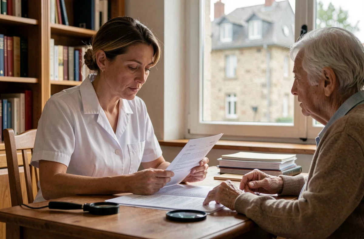 Une accompagnatrice de l'Adad Pontarlier aide une senior à gérer ses documents administratifs dans une maison de Pontarlier