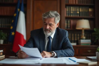 Agent public retraité dans un bureau officiel français