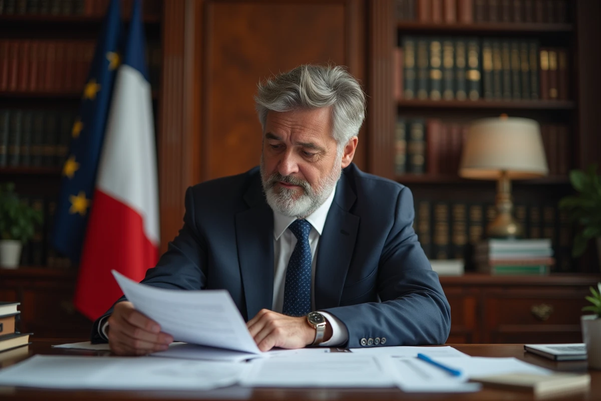 Agent public retraité dans un bureau officiel français