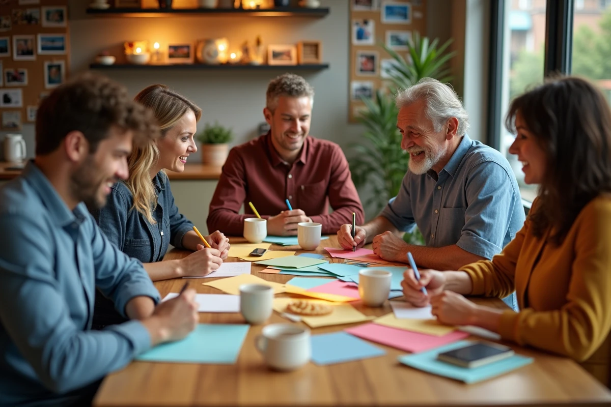 Collègues divers écrivant des notes d