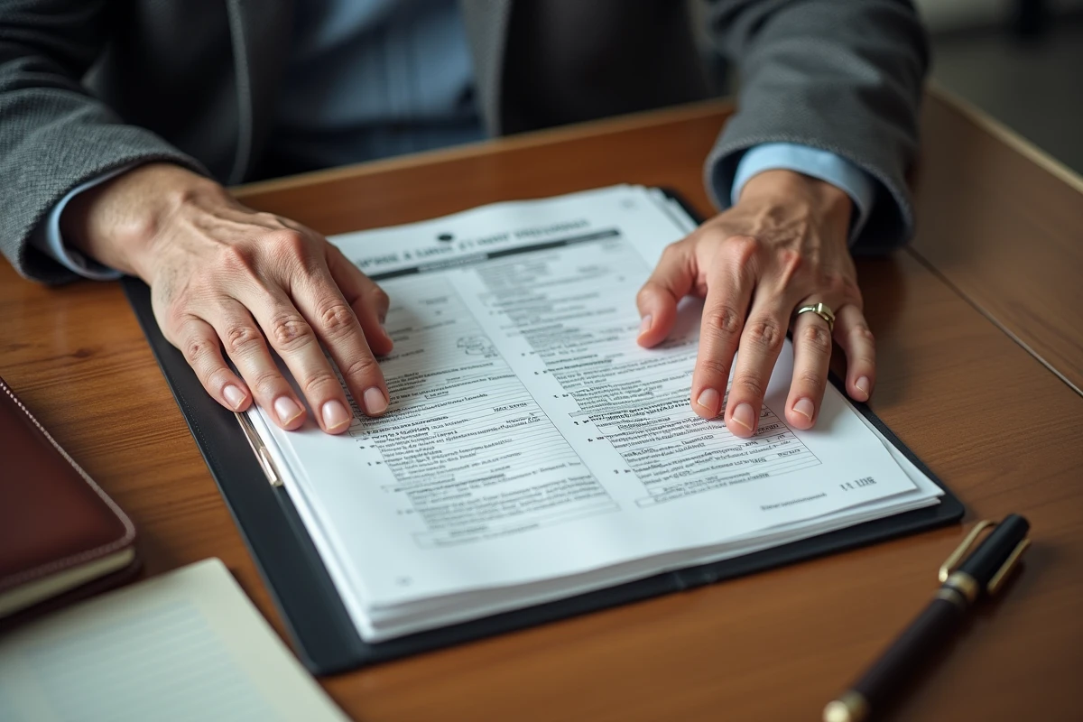 Gros plan sur des mains signant des documents de curatelle, symbolisant la protection légale d'une personne âgée par un mandataire judiciaire