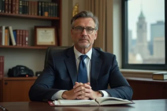 Homme d'affaires en costume dans un bureau officiel