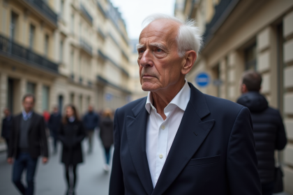 Homme âgé élégant dans une rue parisienne