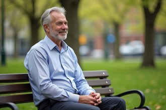 Homme en plein air dans un parc au printemps